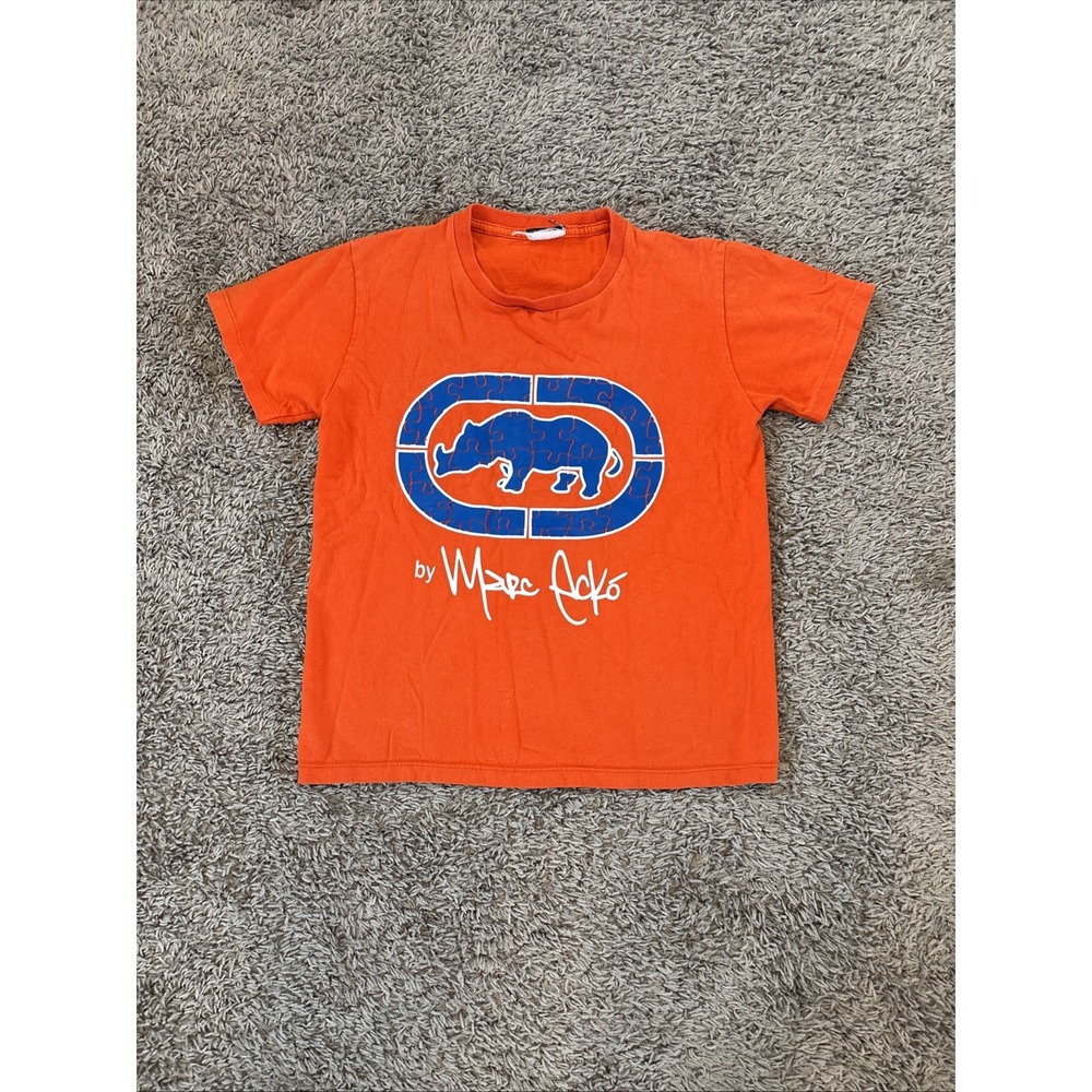 Vintage Ecko Unltd Rhino Puzzle Piece Shirt Large‎ Y2K Limited Edition Orange